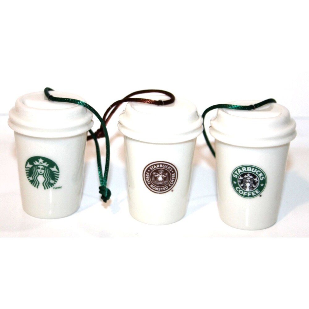 Starbucks Coffee Porcelain Mini Ornaments Mermaid Logo 1971  1992  2011 Vintage